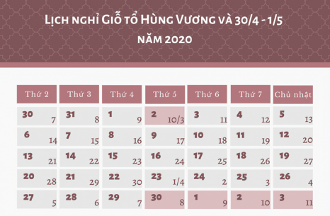Giỗ tổ Hùng Vương 2020 được nghỉ mấy ngày? Giỗ tổ Hùng Vương 2020 được nghỉ mấy ngày?