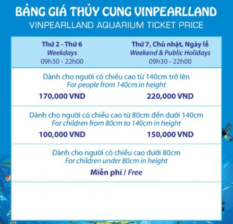 Giá vé vào khu vui chơi thủy cung Times City